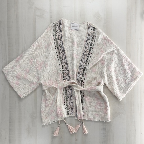 Anthropologie Tops - BEAUTIFUL STORIES x Anthropologie Livia textured beaded kimono cardigan OS pink